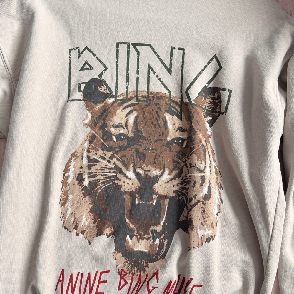 Anine Bing Cream Tiger Graphic Top